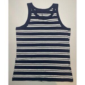 Everlane The Tank Blue White Striped Organic Cotton Coastal Top Size Small